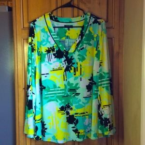 FINAL SALE PRICE Kaari Blue Print Top in Green, Yellow & Black